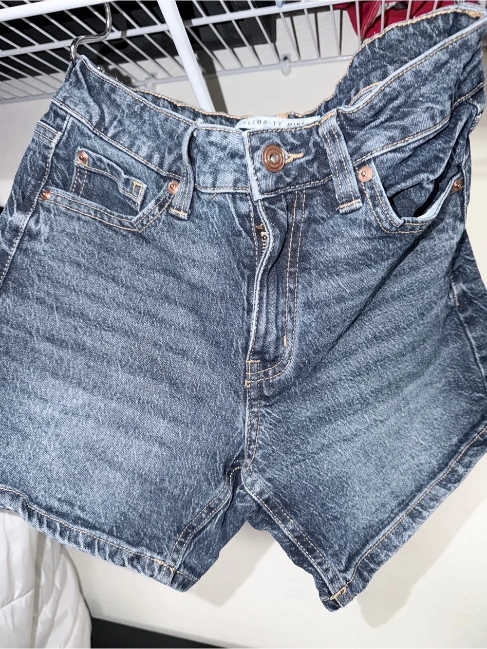 Celebrity Pink Washed Black Denim Jean Shorts